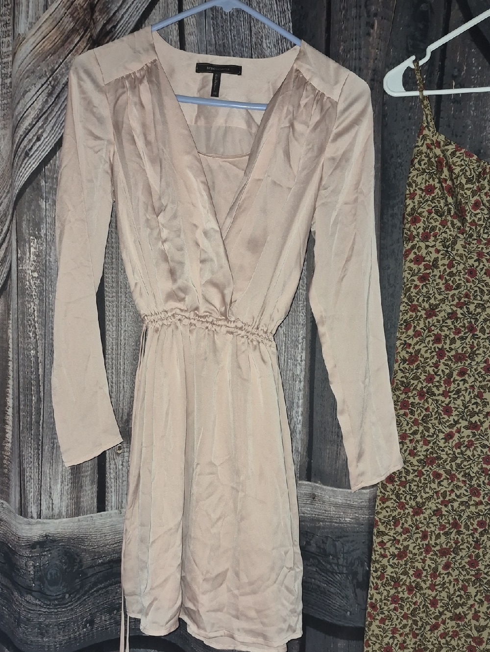 Blush Taupe Long Sleeve Wrap Dress